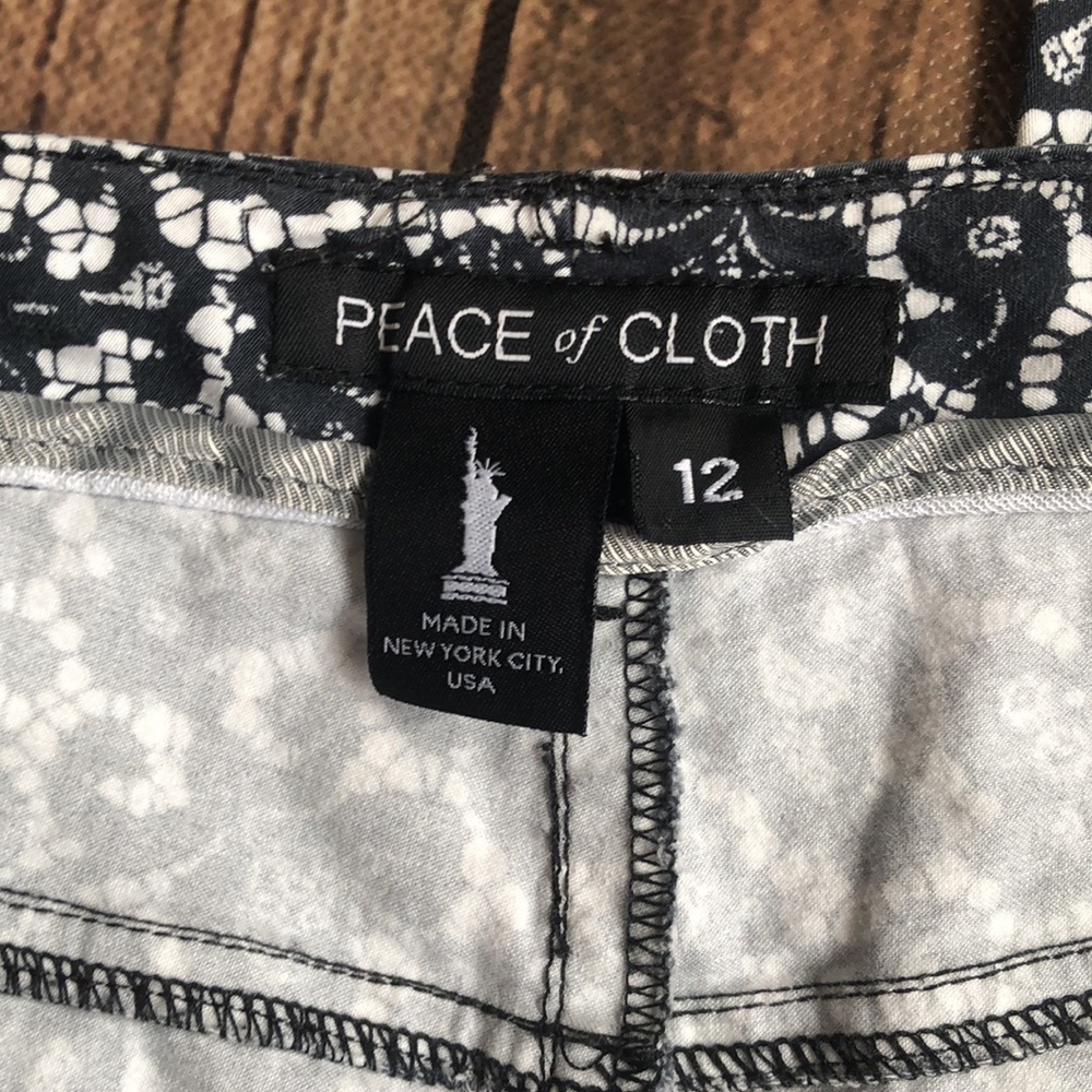 Peace of Cloth Black/White Floral Pants Sz 12 - Picture 3 of 4